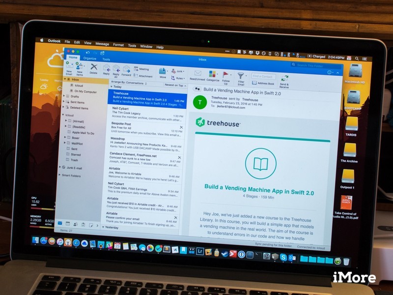outlook 2016 for mac font size